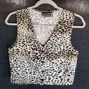 Vintage Niki Taylor Leopard Cropped Vest Women’s Small 90s Y2K Button Front USA